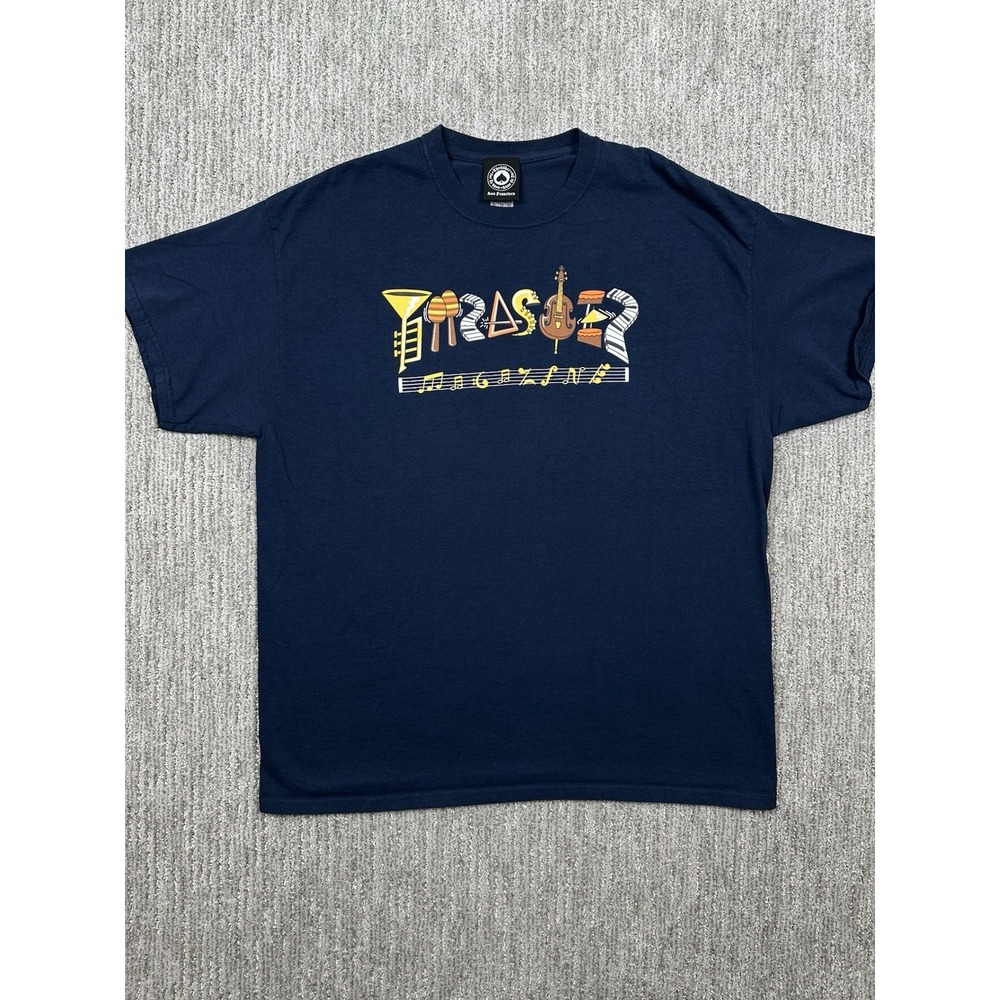 Thrasher Magazine Skater Shirt Filmore Logo Jazz Style Mens XL Navy Blue